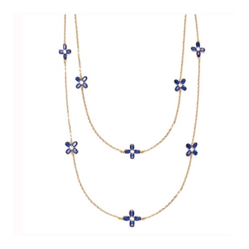 NWOT Tory Burch Crystal Floral Long Necklace